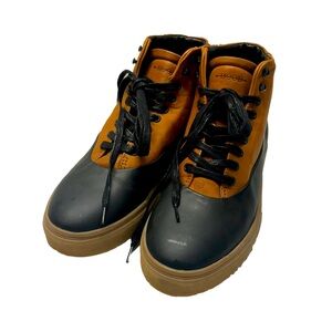 NWOT Hood Leather Sneakers Street Lace Up Brown Black Sz 9